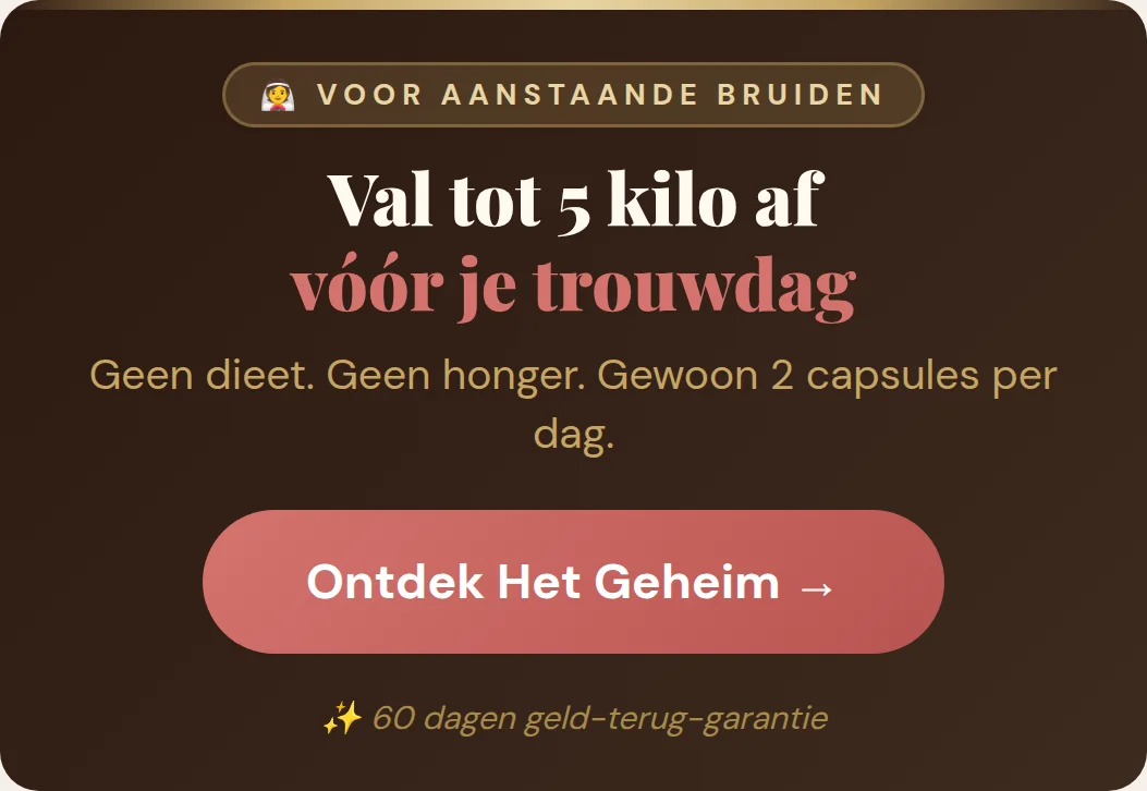 Val tot 5 kilo af vóór je trouwdag — ontdek het geheim